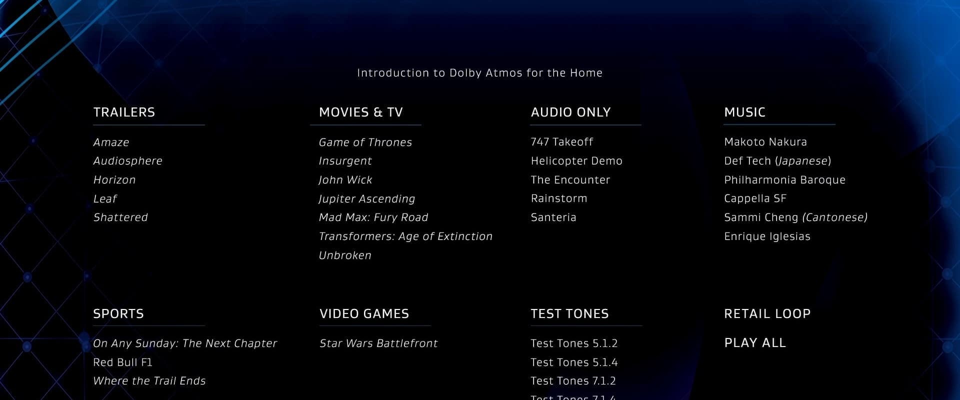 Dolby Atmos® Demo Disc 2015